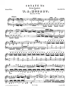 Image illustrative de l’article Sonate pour piano no 6 de Mozart