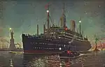 Le paquebot suédois Kungsholm (America Line) quitte le port de New York en 1928