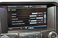 Interface SYNC 2 (Ford MyTouch) de la Mustang avec conduite à droite et conforme aux spécifications d'exportation, sans navigation