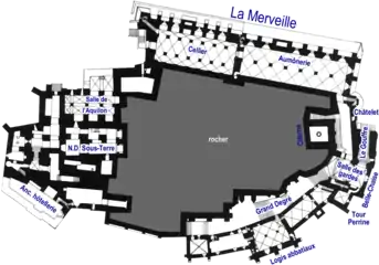Plan du niveau 1 (salle de l'Aquilon).