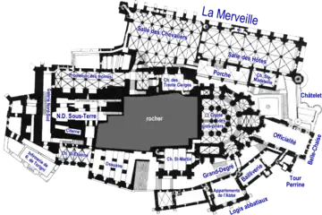 Plan du niveau 2 (salle des Chevaliers).