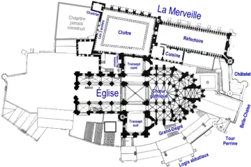 Plan du niveau 3 (église abbatiale).