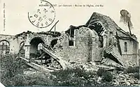 Ruines de l'église en 1918.