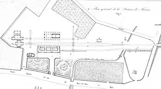 Plan des voies de la gare en 1839.