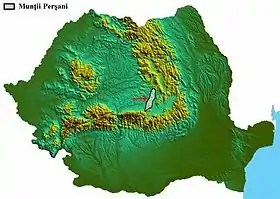 Carte de localisation des monts Perşani.