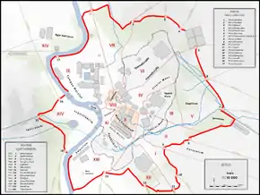 Carte de la Rome antique montrant la localisation de Porta San Pancrazio.