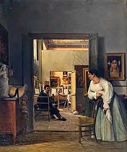 L'atelier d'Ingres à Rome,  1818 par Jean Alaux