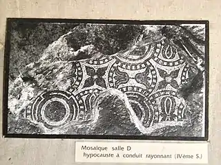 Photo des mosaïques de l'hypocauste de la villa