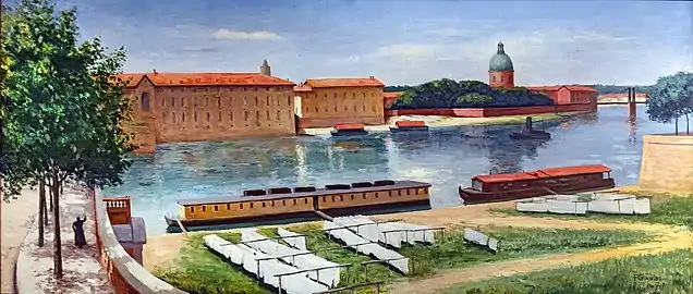 Le Port de la Daurade, les bains chauds et les bateaux-lavoirs, Toulouse, musée du Vieux Toulouse.