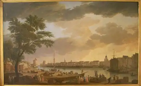 D'après Joseph Vernet, Vue du port de La Rochelle en 1762, 165 × 263 cm.