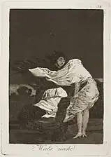 Mala noche, de la série Caprichos, de Francisco de Goya (c. 1798).