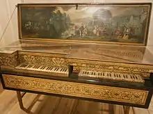 Double virginal « Mère et enfant » vers 1600, Museo strumenti musicali, Milan