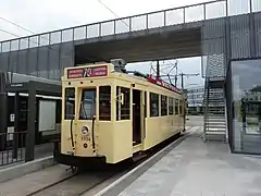 Tram SNCV de type Standard de l'association Poldertram le jour de l'inauguration au terminus P+R Luchtbal.