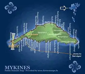 Carte de Mykines.