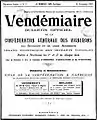 No 1 du Vendémiaire, bulletin officiel de la Confédération Générale des Vignerons du Midi (CGV)