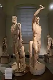 Les Tyrannoctones. Copie romaine d'un groupe réalisé en bronze en 477-476 avant notre ère