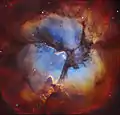 Centre de la nébuleuse Trifide. Photo prise par le télescope Hubble.
