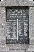 Plaque portant les noms des soldats tombés lors des combats.