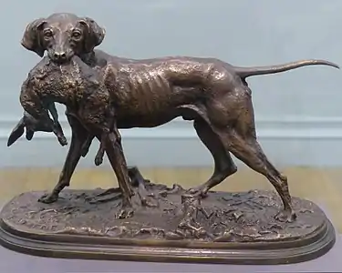 Pierre-Jules Mène, Chien tenant un lièvre, musée des beaux-arts de Nîmes.