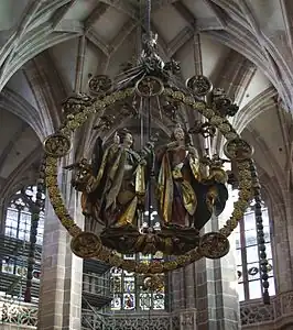 Veit Stoss, Salut de l'Ange, Église Saint-Laurent, Nuremberg (1517-1519).