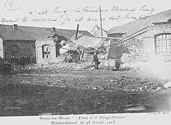 La forge et les ateliers, bombardés le 28 février 1915.