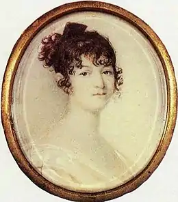 Nadejda Ossipovna Pouchkina (née Hanibal) (la belle créole), mère du poète (aquarelle de Xavier de Maistre)