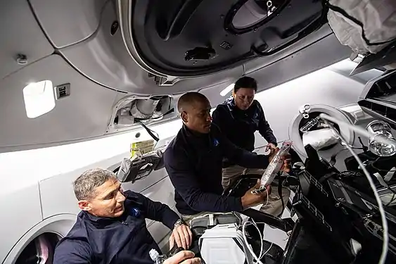 L'équipage du vol SpaceX Crew-1 en orbite (nov. 2020).
