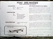 Information sur le pont Des Rivières et sur les ponts couverts (printemps 1983)