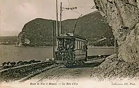 L'ancien Tramway de Nice et du Littoral circulait sur la Corniche de 1900 à 1929.