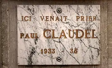 Plaque rappelant Paul Claudel.