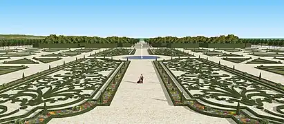 Restitution du grand parterre du château de Neuville, Val d'Oise, XVIIIe.