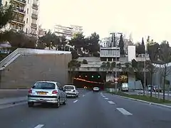 Entrée Est de la voie rapide (Aire urbaine de Nice)