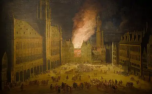 Incendie de la Louve en 1690(par Théodore Van Heil, Musée de la Ville de Bruxelles).