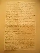 Lettre manuscrite avec en-tête d'un hôtel américain.