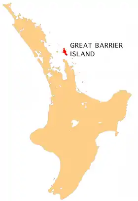 Localisation de l'île de la Grande Barrière