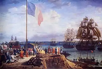 Napoléon et Marie Louise assistant au défilé de l'escadre de Cherbourg en 1811, château de Malmaison.