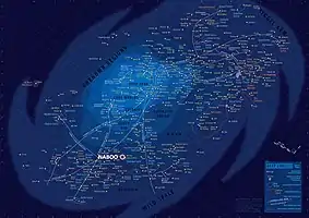 Localisation de la planète sur un atlas fictif représentant la géographie spatiale de Star Wars.