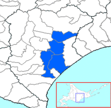 Carte bicolore montrant l'emplacement du district de Nakagawa.