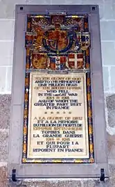 Plaque commémorative aux combattants de l'Empire britannique morts en 1914-1918.