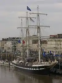 Le Belem amarré au quai de la Fosse, construit au chantier Dubigeon de Chantenay en 1896