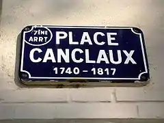 Plaque de la place Canclaux (7e arrt.).