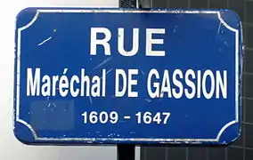 Panneau de la rue Maréchal de Gassion, à Nantes