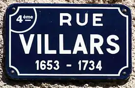 Rue Villars, panneau