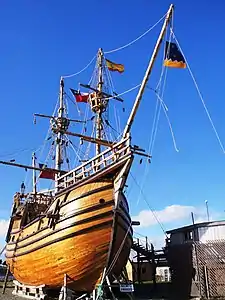 Reconstitution hypothétique de la Victoria au musée Nao Victoria, à Punta Arenas, au Chili.