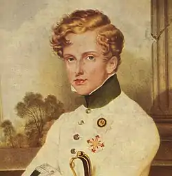 Portrait en aquarelle de Napoléon II en tenue militaire.