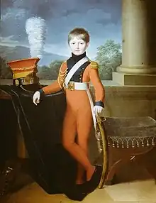 Jeanne-Élisabeth Chaudet, Portrait de Napoléon-Joseph de Colbert-Chabanais en uniforme de lancier, vers 1814, château d'Ainay-le-Vieil