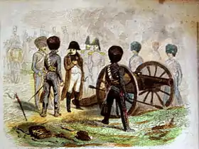 Napoléon donnant ses ordres aux servants d'un canon.