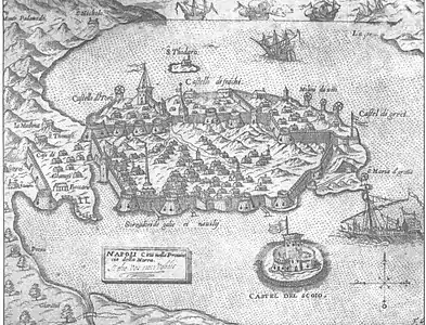 vue de Nauplie et de l'Acronauplie au XVIe siècle.