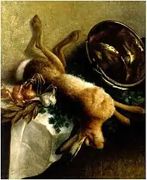 Nature morte aux lièvre, chaudron et oignons (1904), localisation inconnue.