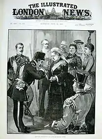Nassereddine Chah reçu par la reine Victoria au château de Windsor en juillet 1889.